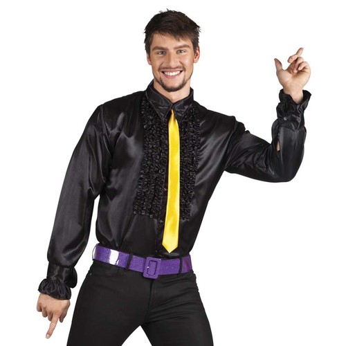 Schwarzes herren rüschenhemd - herren,