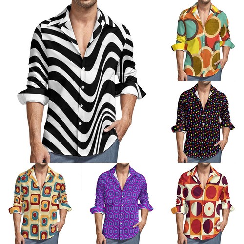 Herren retro 70er bedrucktes - herren,