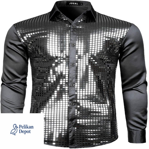 Herren langarm paillettenhemd - herren,